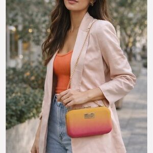 Vintage escada Gradient Pink and Yellow neon hard body purse